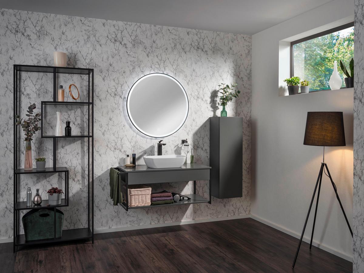 Hängender Midischrank New York B: 33 cm Grau - Grau, MODERN, Glas/Holzwerkstoff (33/102/28,5cm) - MID.YOU