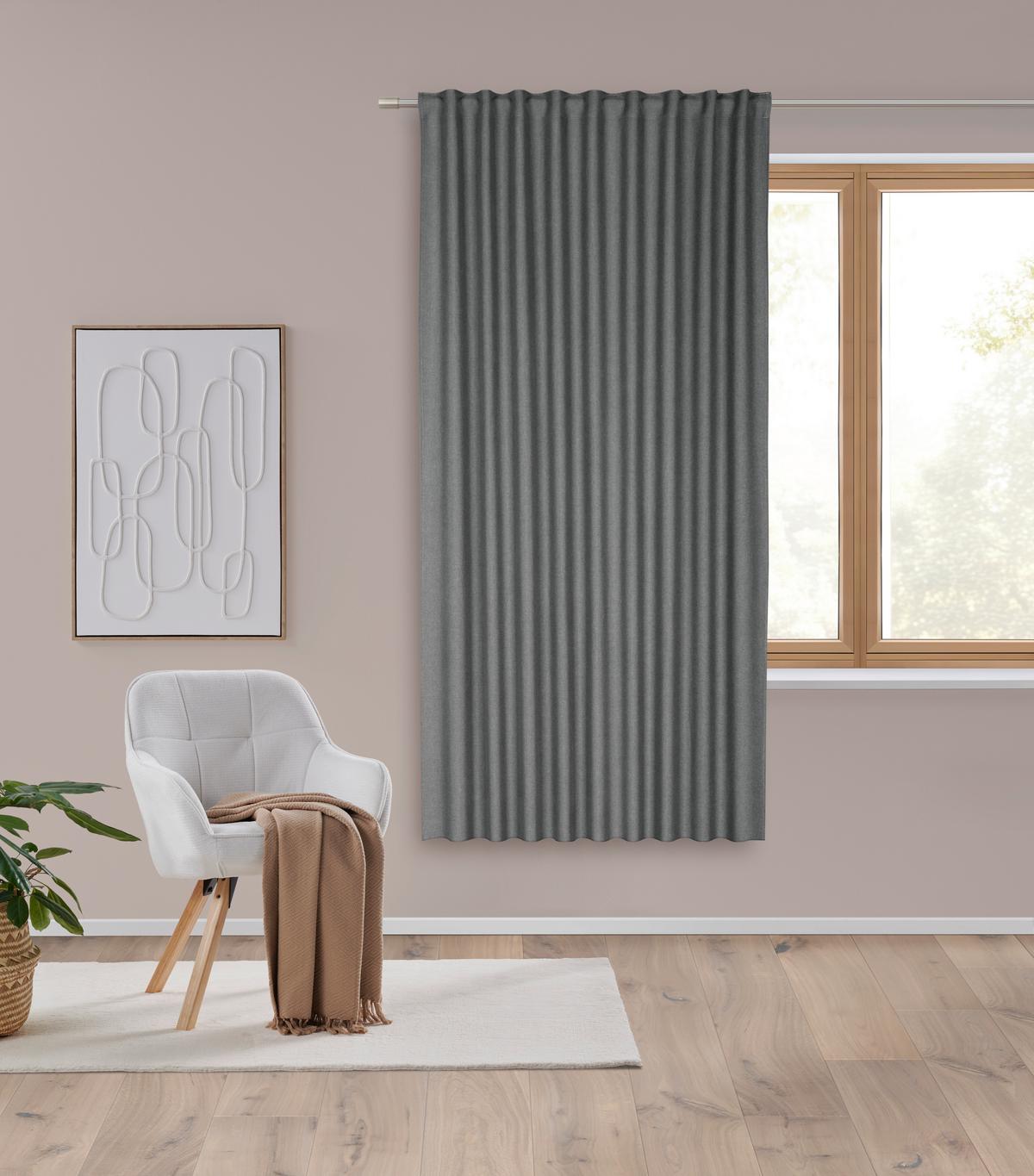 HOTOVÝ ZÁVĚS ULRICH 175CM - antracitová, Moderní, textil (135/175cm) - Modern Living
