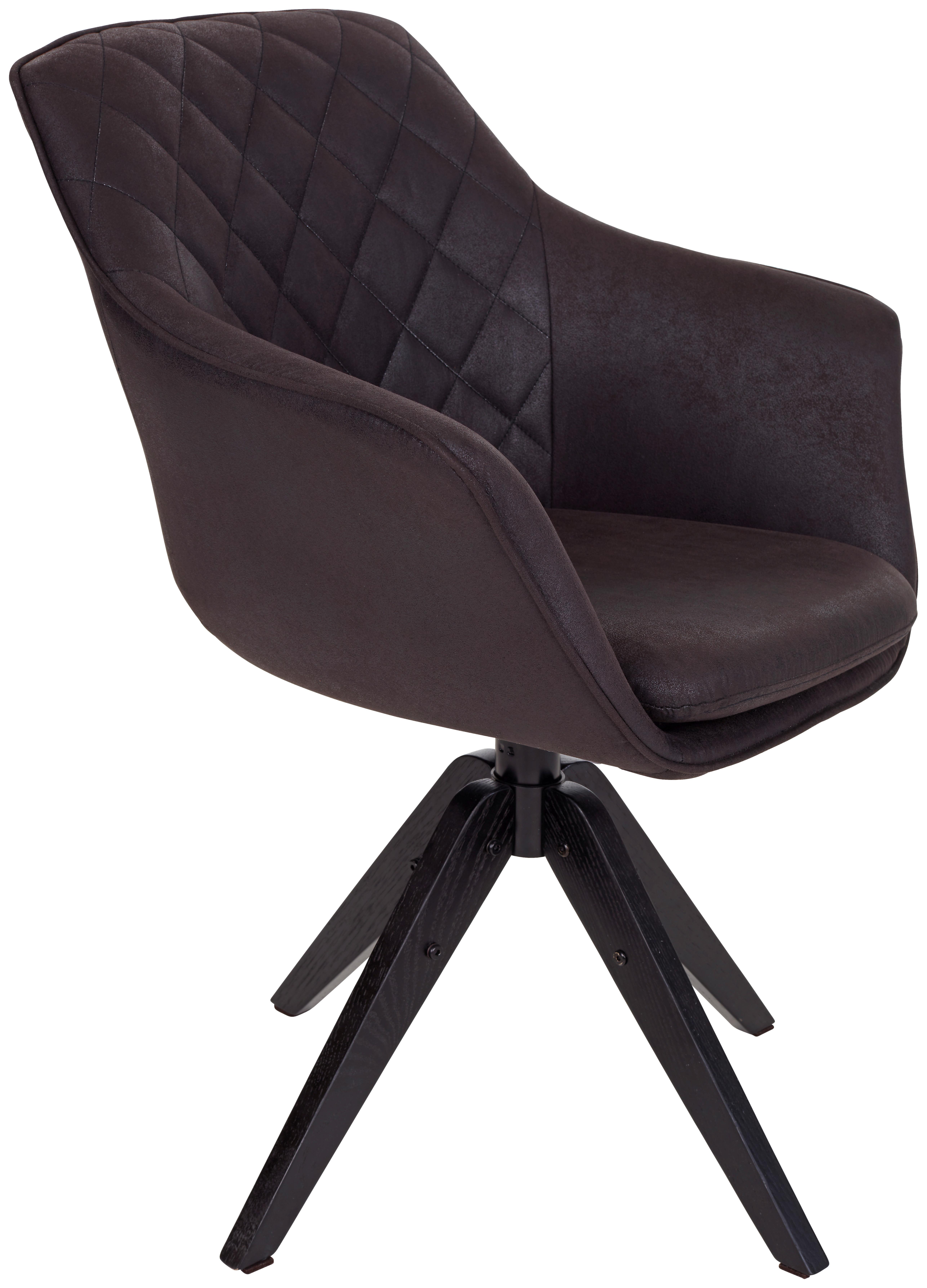 Armlehnstuhl Bellini Schwarz mit drehbarer Sitzfläche - Schwarz, MODERN, Holz/Textil (60/88/57,5cm) - MID.YOU