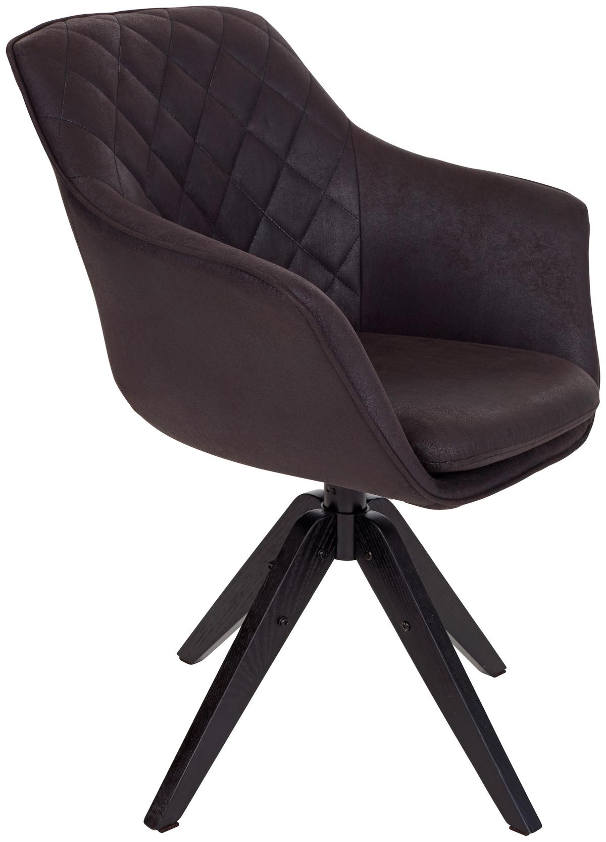 Armlehnstuhl Bellini Schwarz Mit Drehbarer Sitzfläche - Schwarz, MODERN, Holz/Textil (60/88/57,5cm) - MID.YOU
