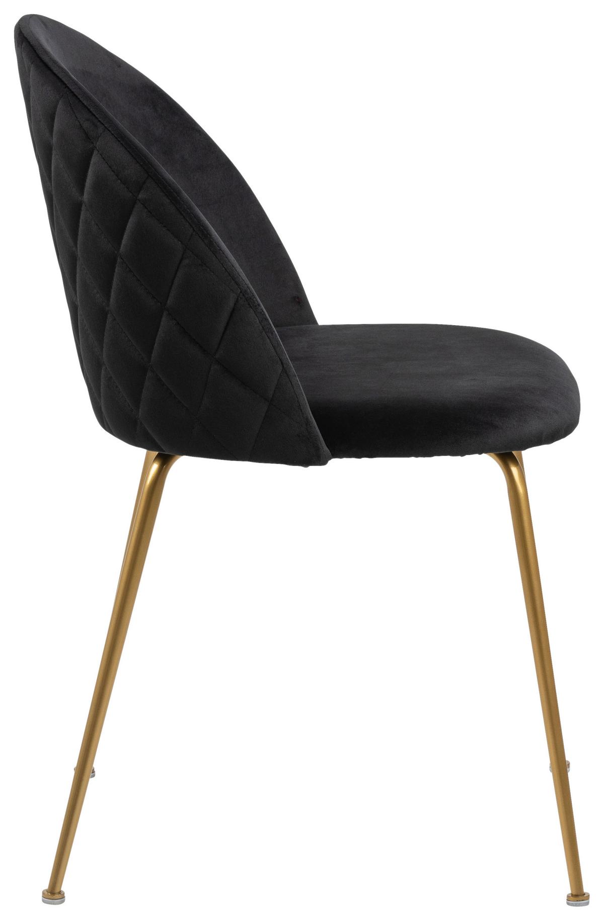 Polsterstuhl Louise Schwarz Gepolstert - Messingfarben/Goldfarben, KONVENTIONELL, Textil/Metall (49,5/80,5/54cm) - Livetastic