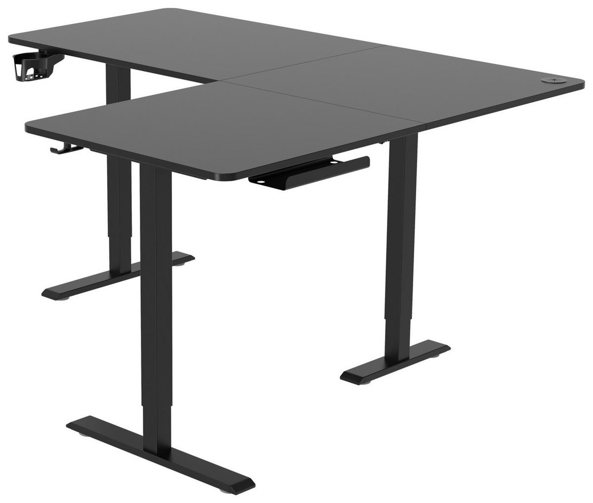 Eckschreibtisch Nimi Schwarz L: 160cm - Schwarz, MODERN, Holzwerkstoff/Kunststoff (160/140/72-117cm) - Livetastic