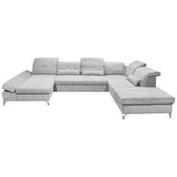 Ecksofa Melfi Hellgrau U: 168 Cm - Silberfarben/Hellgrau, MODERN, Textil (168/350/245cm) - MID.YOU