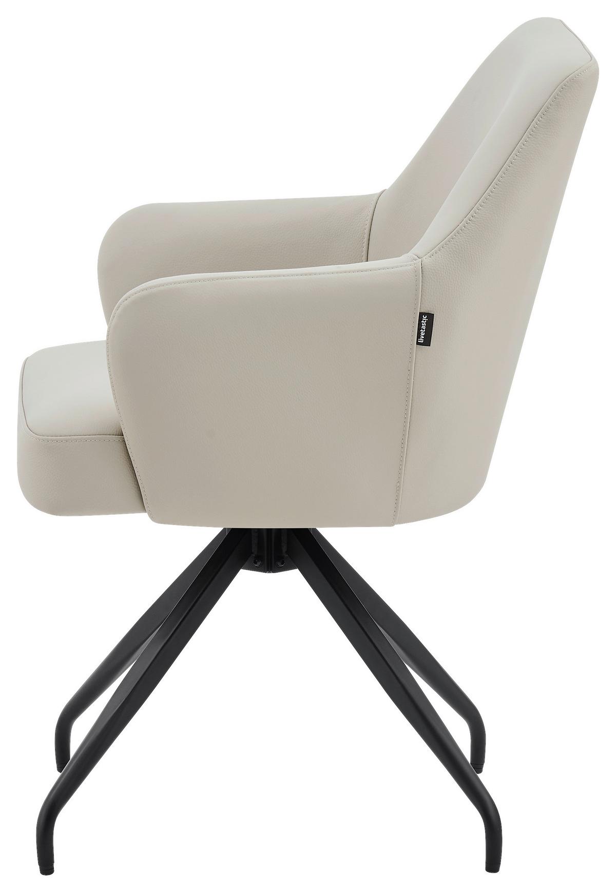 Armlehnstuhl Janette Schwarz/Beige B: 57,5 cm - Beige/Schwarz, MODERN, Leder/Holz (57,5/83,5/63cm) - Livetastic