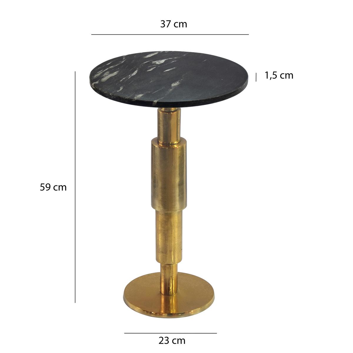 BEISTELLTISCH Schwarz L: 37cm - Goldfarben/Schwarz, Design, Stein/Metall (37/37/59cm) - Livetastic