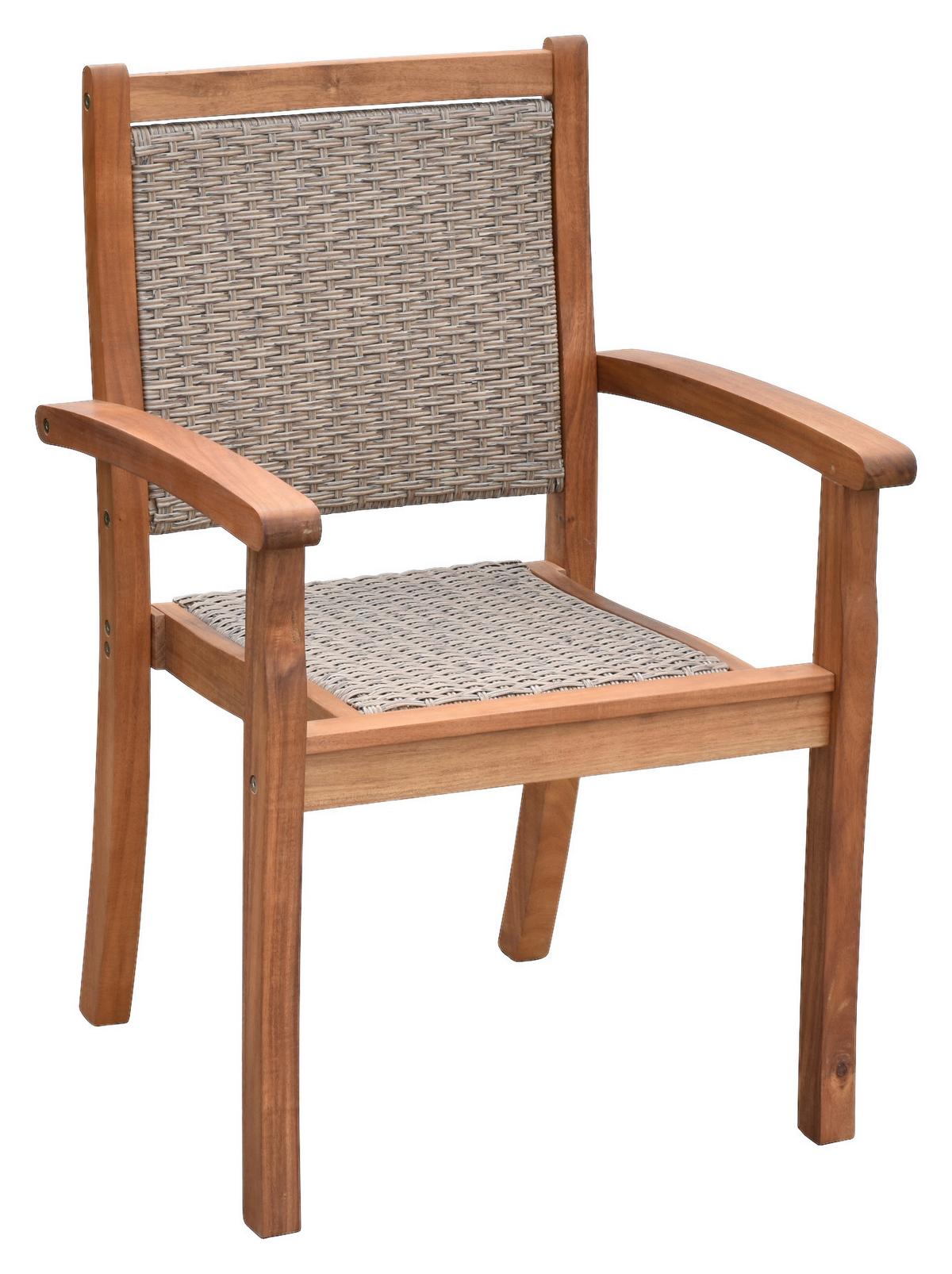 Gartensessel Stapelbar Castilla Holz - Naturfarben, MODERN, Holz/Kunststoff (58/88,5/57cm) - Gardenson