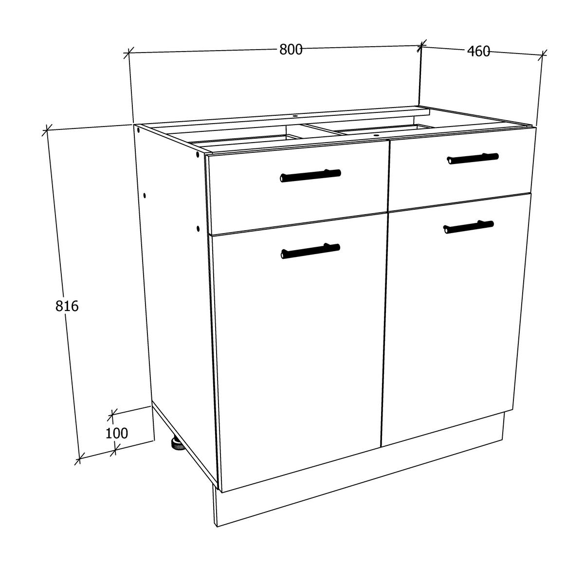 Küchenunterschrank Esilo 80 Cm Weiß - Weiß, KONVENTIONELL, Holzwerkstoff (80/82/46cm) - MID.YOU