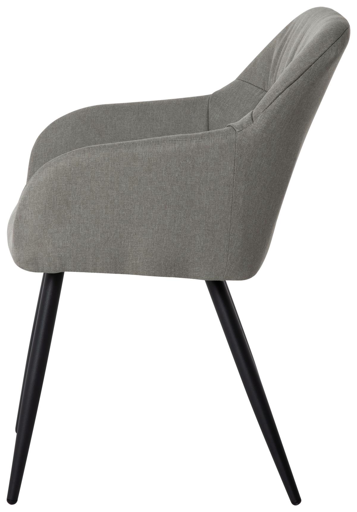 Armlehnstuhl Alessandro Leinenoptik Hellgrau - Schwarz/Grau, MODERN, Holz/Textil (54/86/60cm) - Ondega