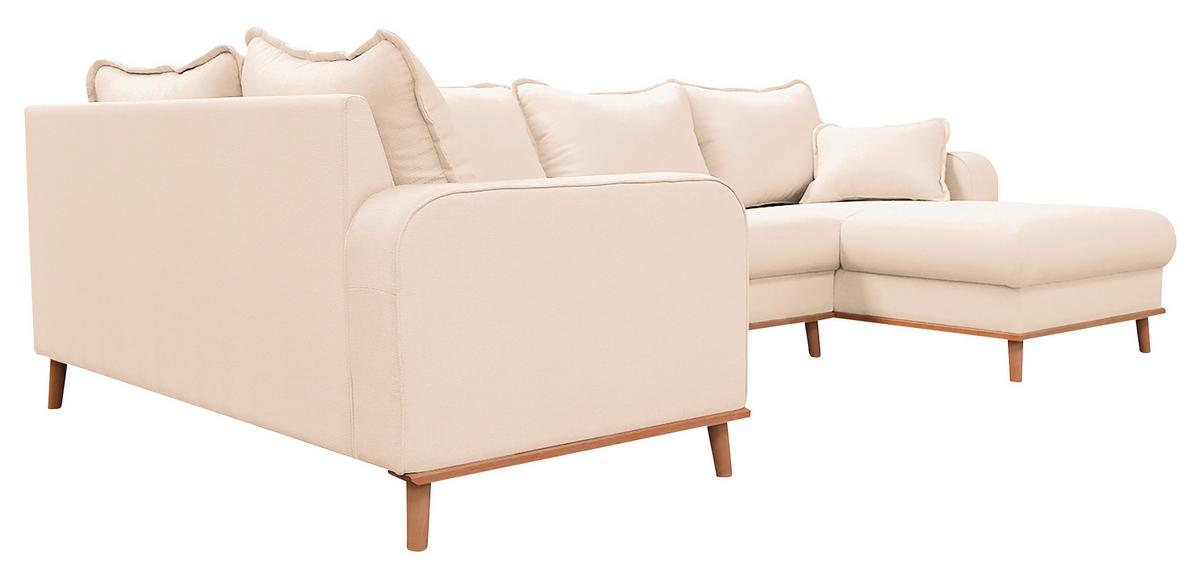 Wohnlandschaft Beata Ecru U: 167x296x170 cm - Wengefarben/Ecru, Design, Textil (167/296/170cm) - Livetastic