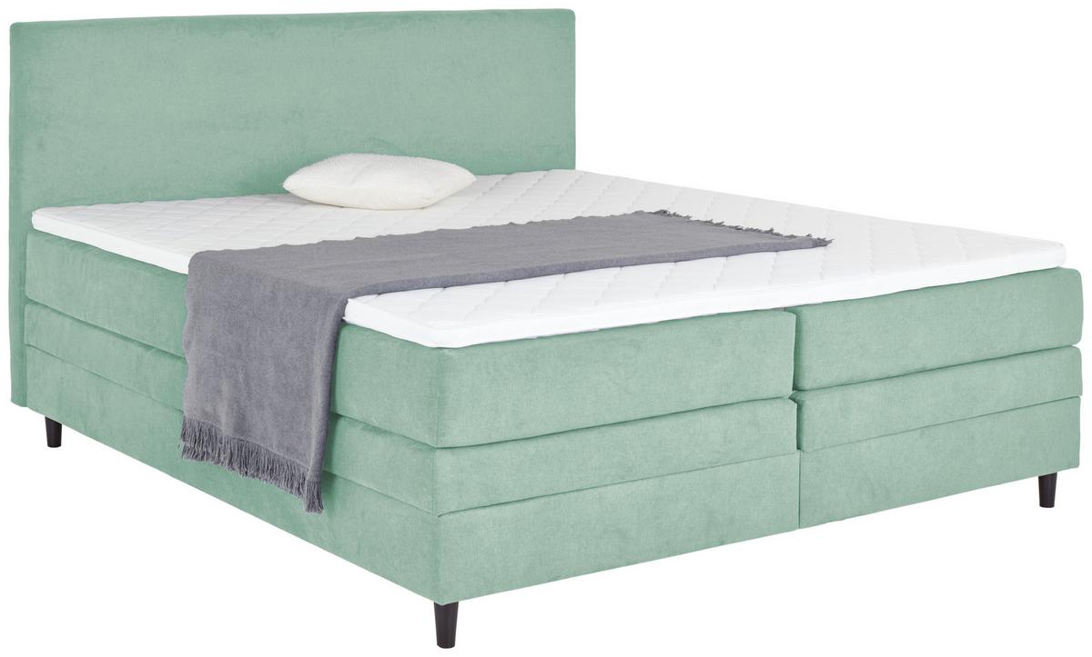 Boxspringbett mit Bettkasten 160x200 Kleopatra - Jadegrün, KONVENTIONELL, Holz/Holzwerkstoff (160/200cm) - Ondega