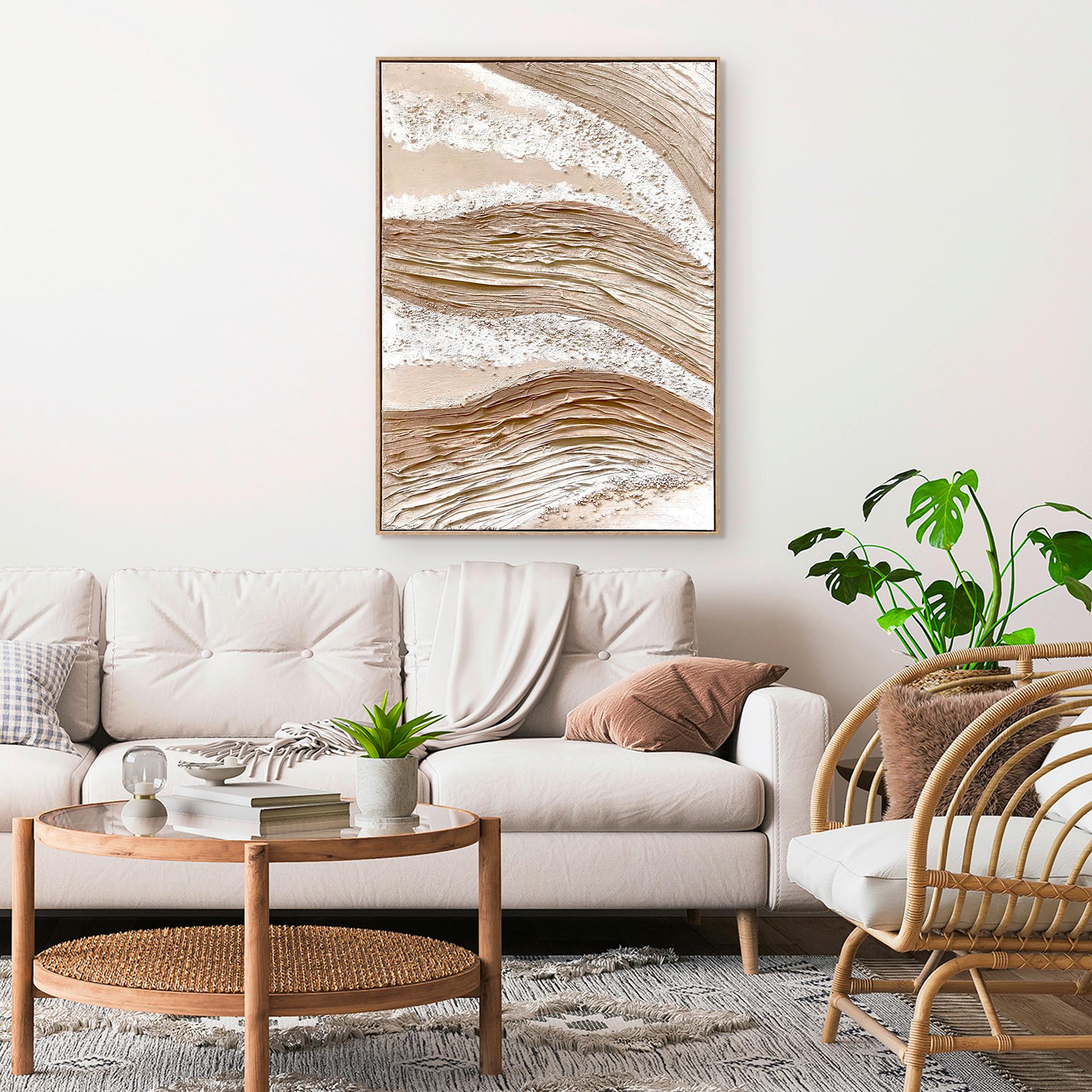 Obraz na plátně Denise 100/140cm - přírodní barvy/béžová, Moderní, dřevo/textil (100/140cm) - Premium Living