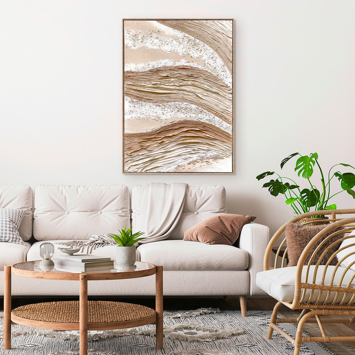 Obraz na plátně Denise 100/140cm - přírodní barvy/béžová, Moderní, dřevo/textil (100/140cm) - Premium Living