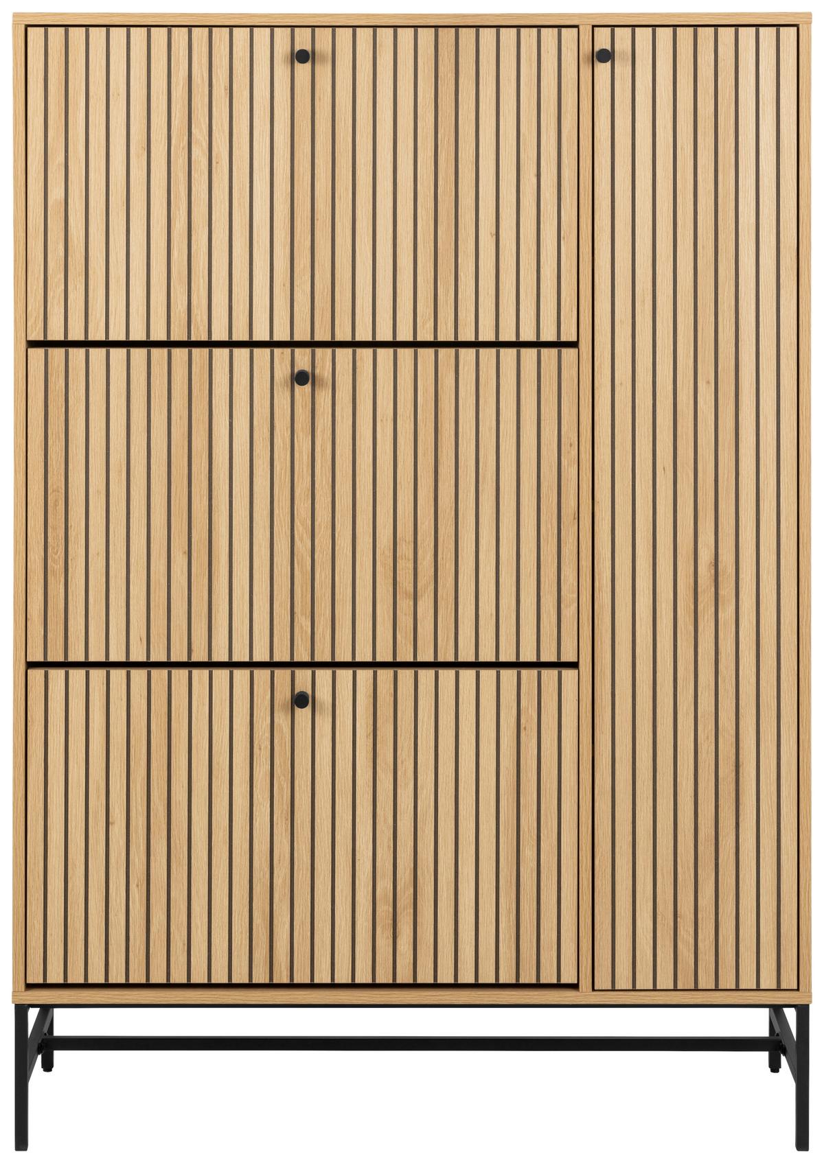 SKRINKA NA TOPÁNKY ALBANY - čierna/prírodná farba, Design, kov/drevo (98,7/140,4/35cm)