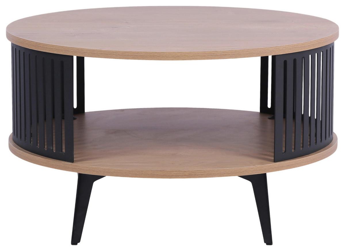 Couchtisch Santiago Mdf Eiche, B: 75 cm - Eichefarben/Schwarz, MODERN, Holzwerkstoff/Metall (75/44/75cm)