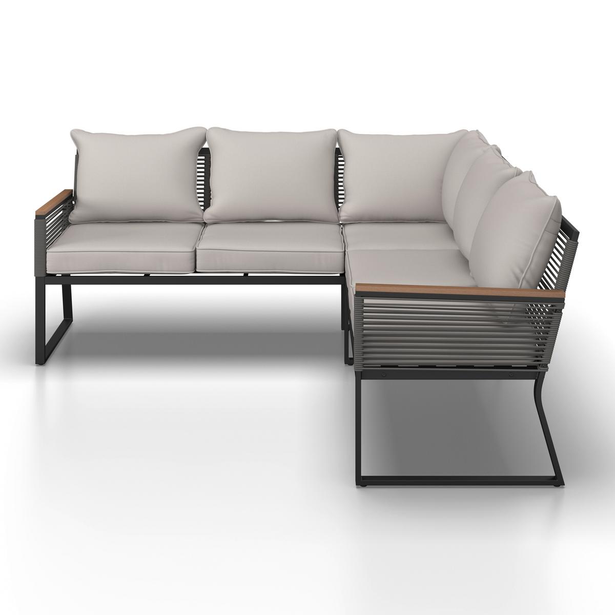 JEDÁLENSKÁ TERASOVÁ SÚPRAVA SONORA - čierna/prírodná farba, Modern, kov/textil (181/73/65cm) - Bessagi Garden
