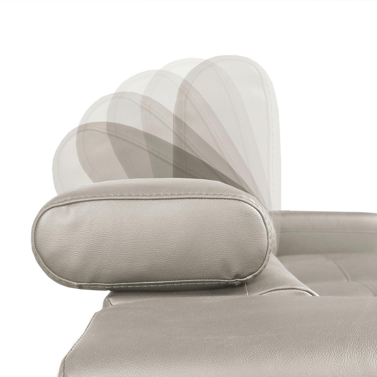 Ecksofa Torino Teilleder Platinfarben 247x173 - Platinfarben/Schwarz, Design, Leder/Textil (247/173cm) - Livetastic