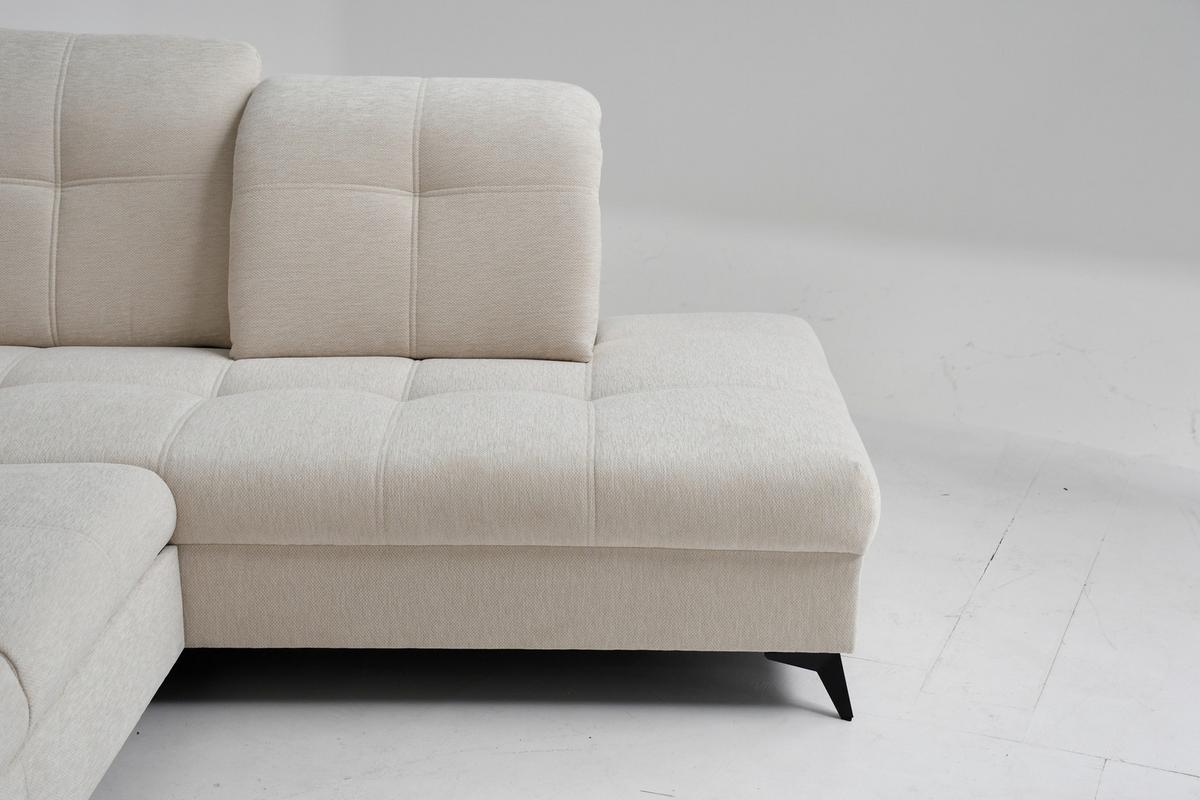 Rohová sedačka SIERRA, pravá, béžová žinylka MIU - černá/béžová, Moderní, kov/textil (181/230cm) - Mömax