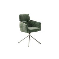 Armlehnstuhl Quebec Chenille Olive 360° drehbar - Edelstahlfarben/Olivgrün, KONVENTIONELL, Textil/Metall (60/92/64cm)