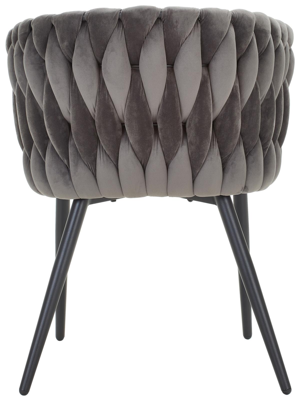 Stuhl Hardy Samt Grau B: 63 Cm - Schwarz/Grau, MODERN, Textil/Metall (63/58/78cm) - Livetastic