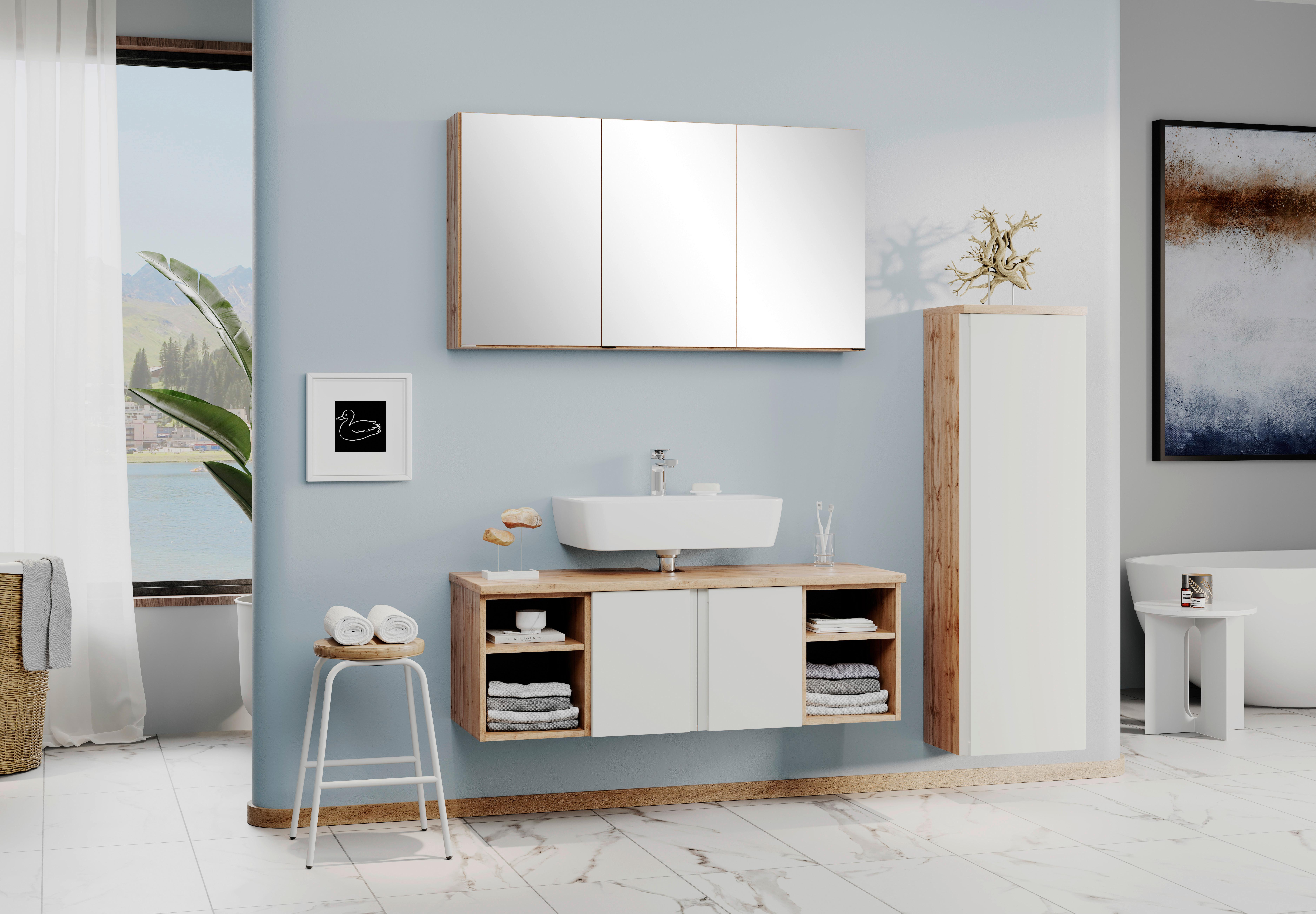 Spiegelschrank Arosa 3 Spiegeltüren 120x64 cm - Eiche Wotan, MODERN, Glas/Holzwerkstoff (120/64/20cm) - Held