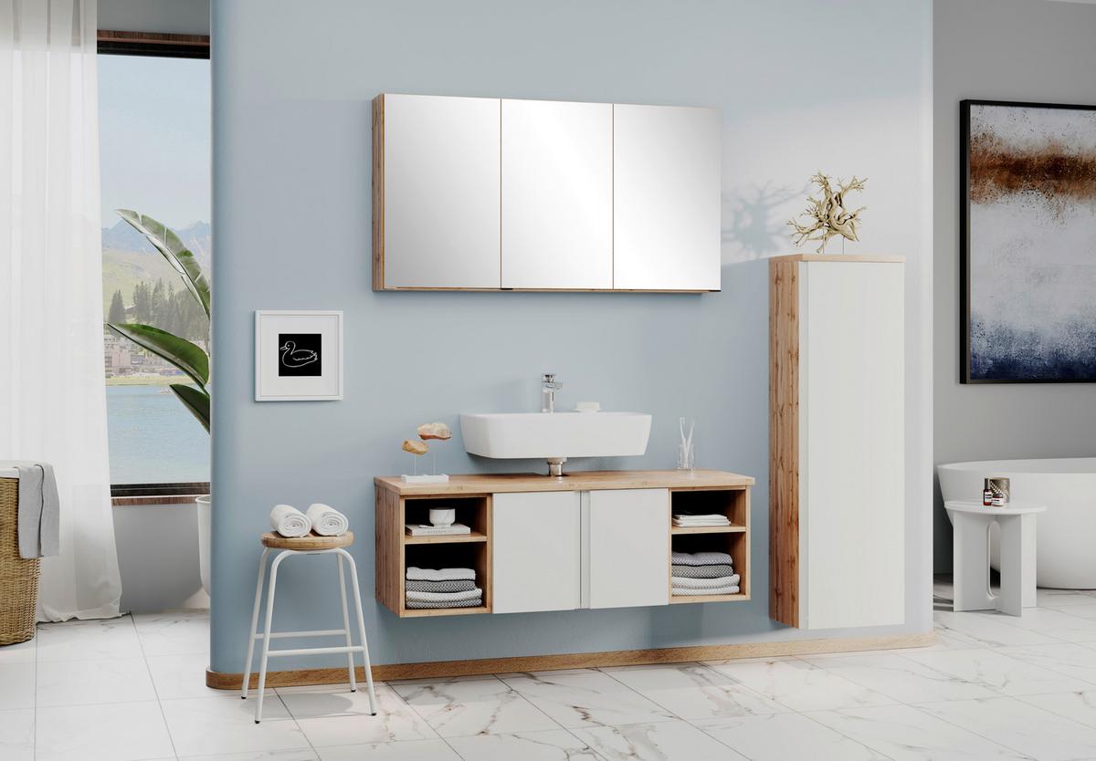Hängender Waschbecken -Unterschrank Arosa B: 120 cm - Eiche Wotan/Weiß, MODERN, Holzwerkstoff (120/41/47cm) - Held