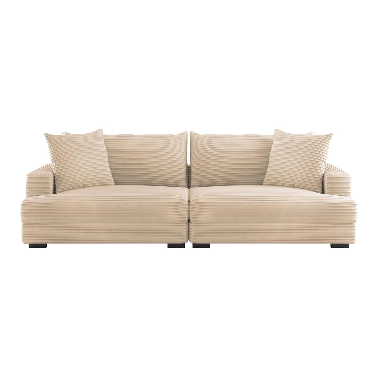 Megasofa Pelle mit Zierkissen B: 261 cm Creme Cord - Wengefarben/Creme, Trend, Textil (261/124cm) - Luca Bessoni