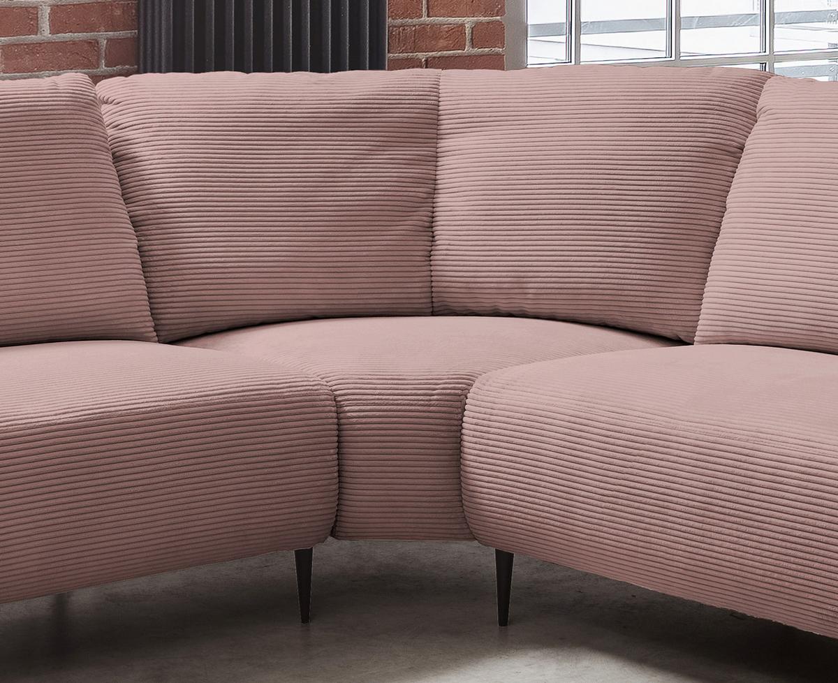 Ecksofa Vanilla Rosa S: 256x294 cm - Schwarz/Rosa, Design, Textil (256/294cm) - Livetastic