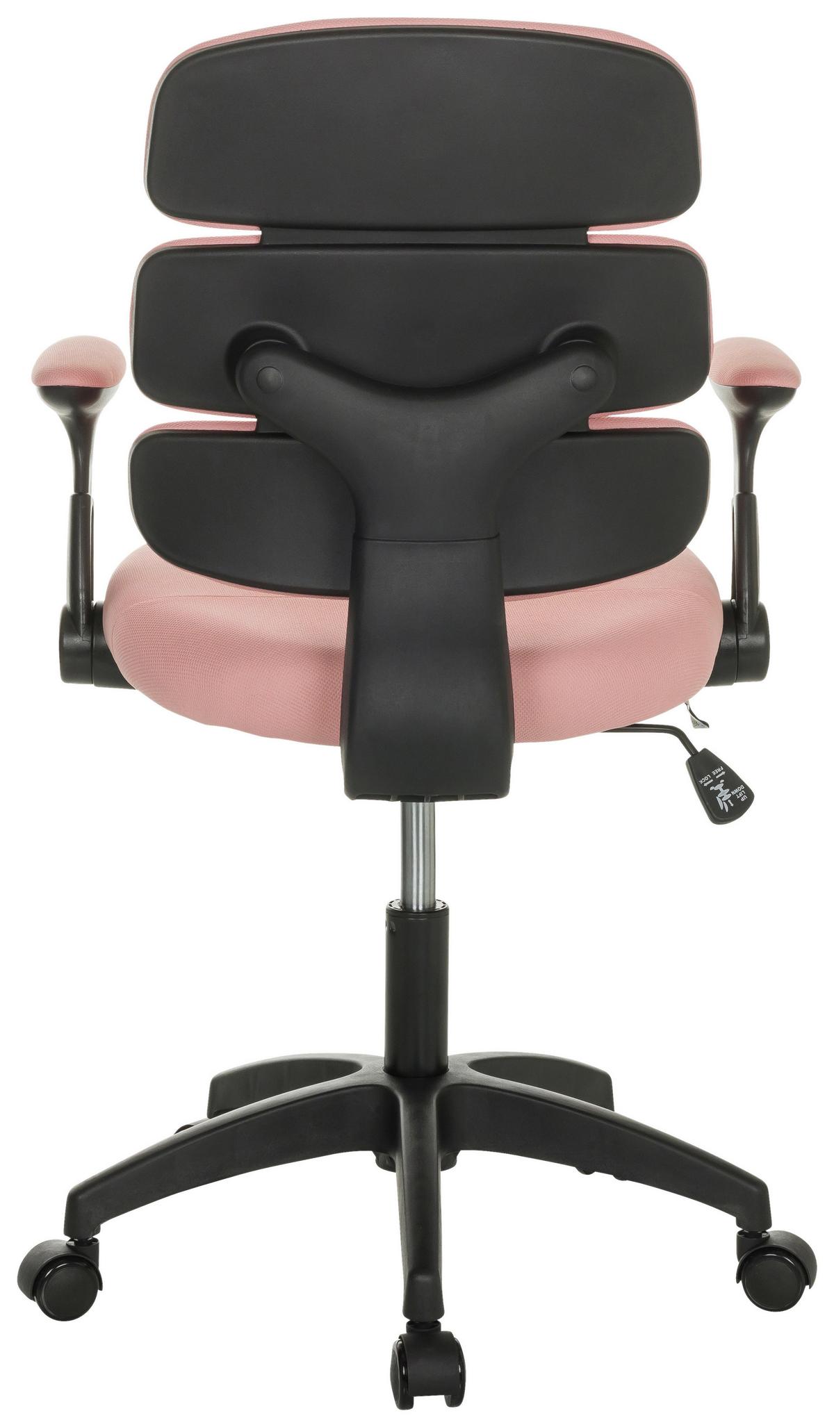 Jugenddrehstuhl Kid Ergolino B mit Armstützen Rosa Bis 100 Kg - Schwarz/Rosa, Basics, Kunststoff/Textil (62/86-97/62cm) - MID.YOU