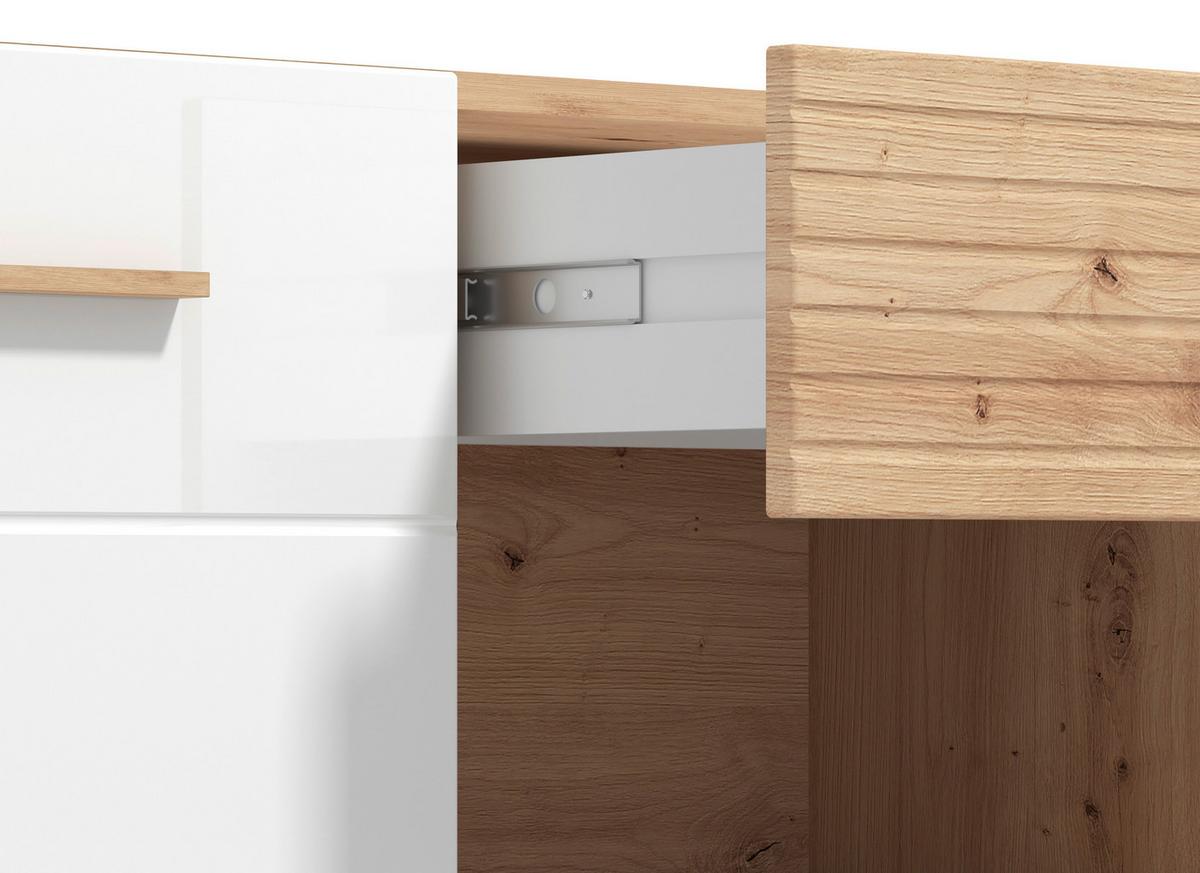 Tv-elem Bretagne - tölgyfa/fehér, Modern, faalapú anyag (147/50/41,5cm) - Best Price