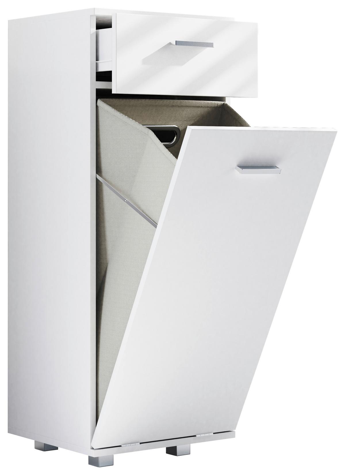 Midischrank Zalo S Weiß, B: 40m - Silberfarben/Weiß, MODERN, Holzwerkstoff/Kunststoff (40/101/35cm) - MID.YOU