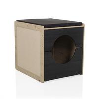 Tierhaus Kitty Pawbox Schwarz/Eiche Dekor B: 60cm - Eiche dunkel/Schwarz, MODERN, Holzwerkstoff (60/55/50cm) - MID.YOU