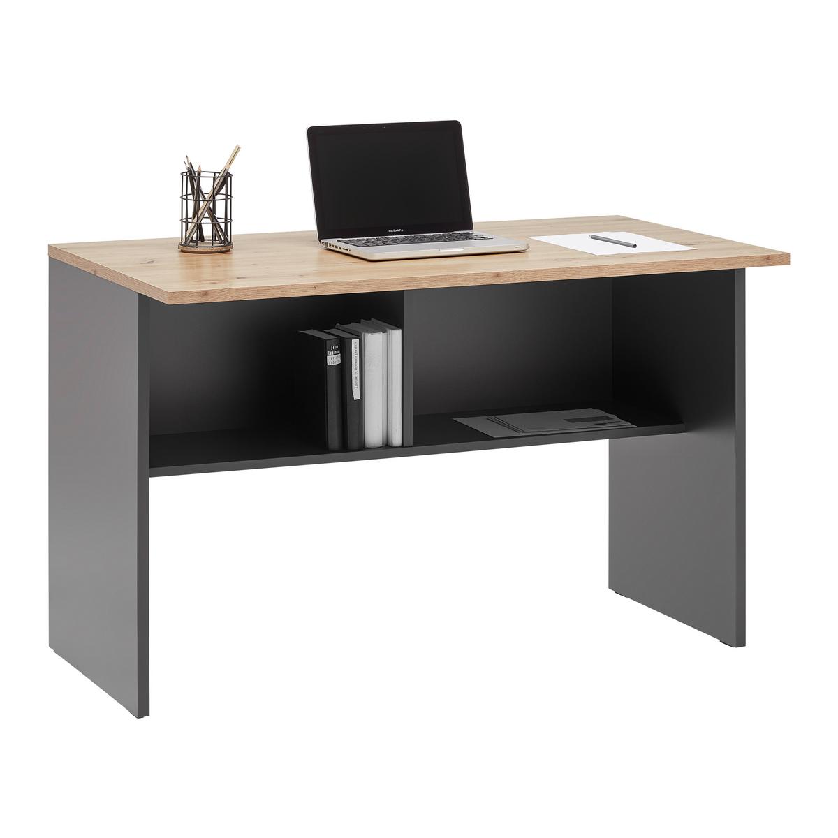 Psací stůl SHELF -EXKLUSIV- - antracitová/dub artisan, Moderní, kompozitní dřevo (120/76/68cm) - Mömax