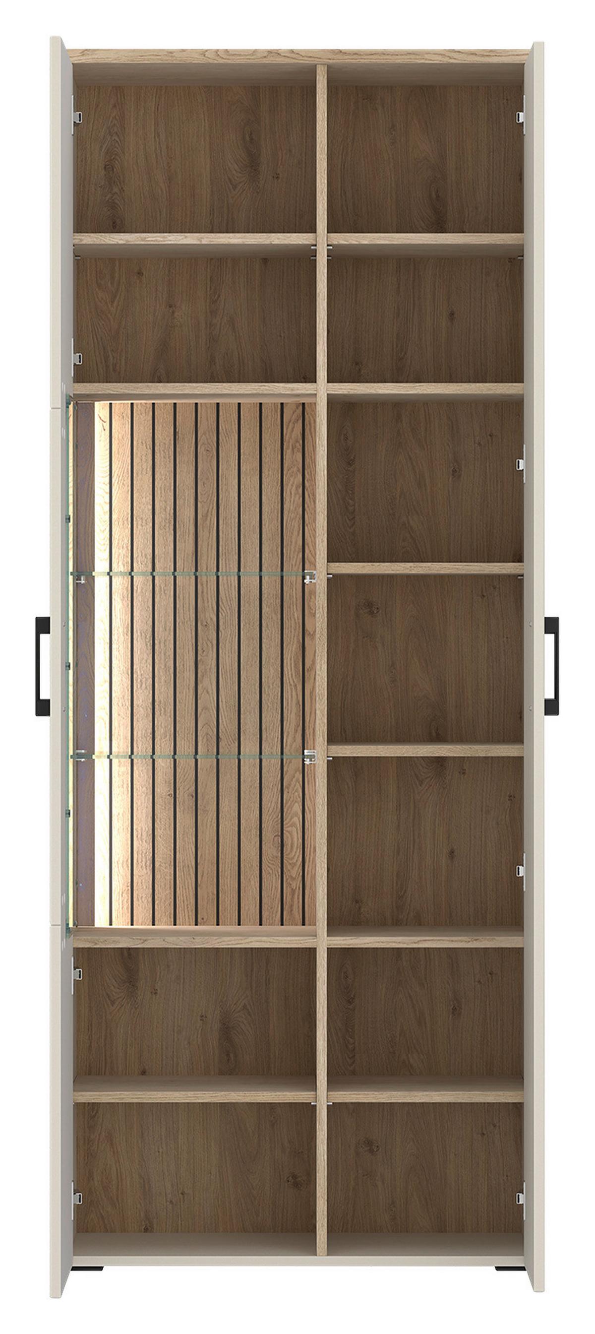 Vitrine B: 76,3cm Amare Kaschmir/eichefarben - Kaschmir/Eichefarben, MODERN, Glas/Holzwerkstoff (76,3/192/35cm)