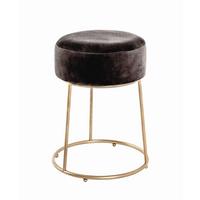 Hocker Stool Grau/Goldfarben Sitz gepolstert H: 46 cm rund - Goldfarben/Grau, Basics, Holzwerkstoff/Textil (30/46cm)