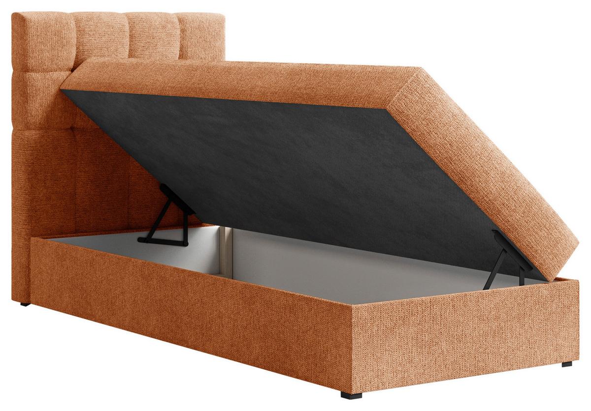 Boxbett Oslo mit Topper 90x200 - Schwarz/Kupferfarben, MODERN, Holz/Kunststoff (90/200cm) - Livetastic