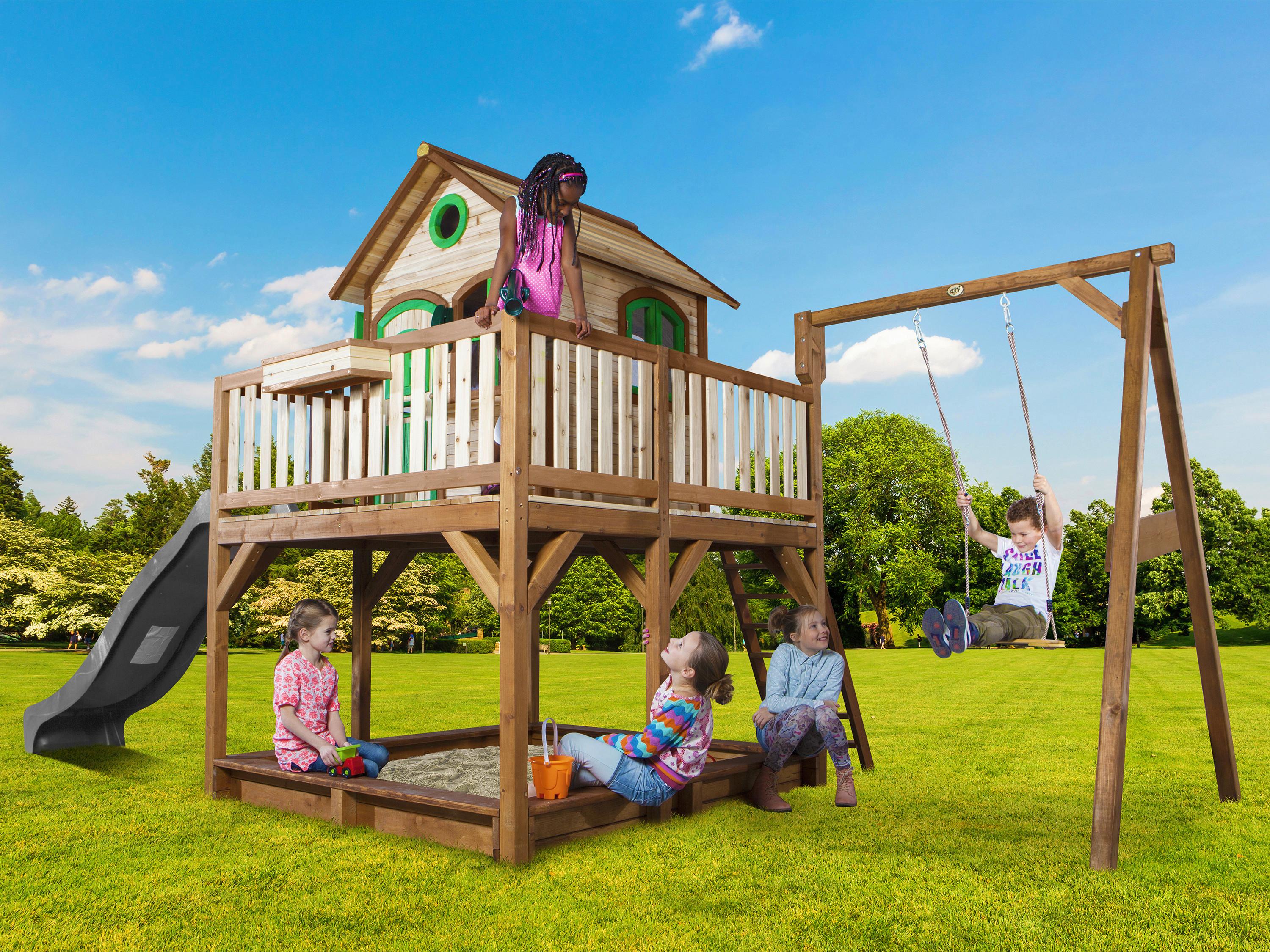 Spielturm A030.152.80 - Braun/Grau, KONVENTIONELL, Holz/Kunststoff (541/291/277cm) - Ambia Garden
