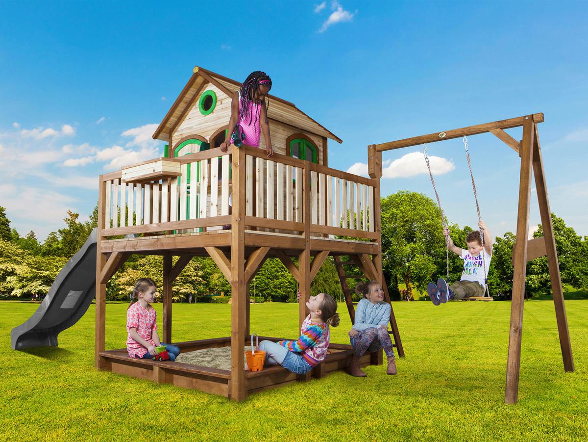 Spielturm A030.152.80 - Braun/Grau, KONVENTIONELL, Holz/Kunststoff (541/291/277cm) - Ambia Garden