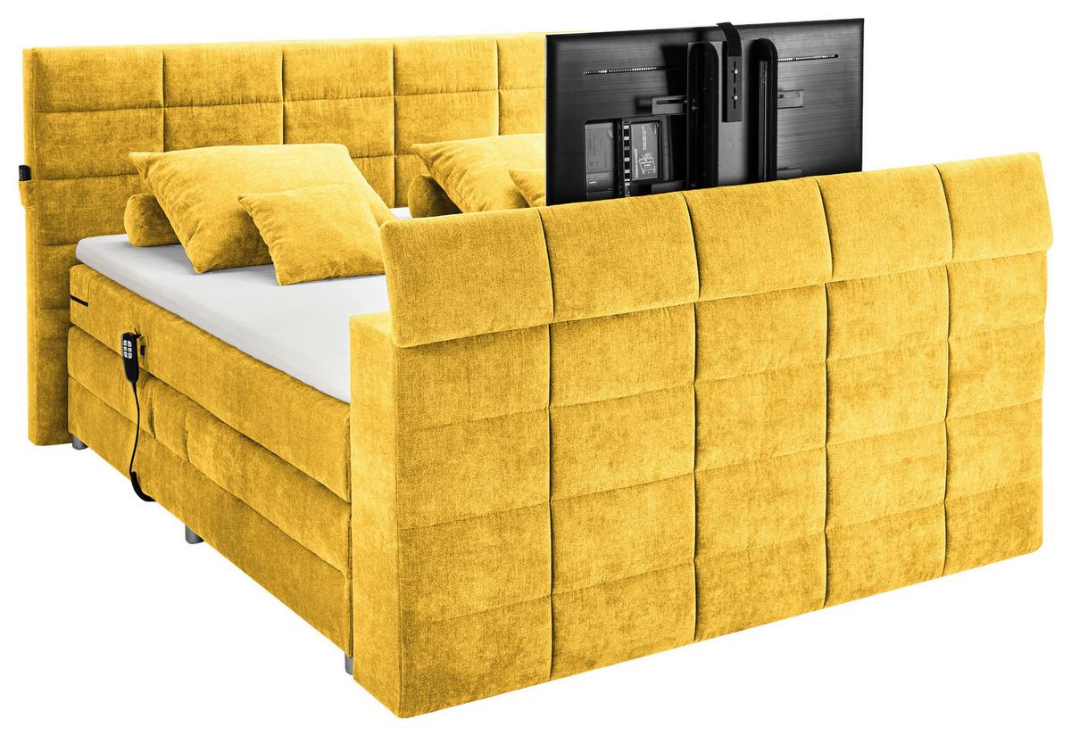 Boxspringbett Mit Topper 180x200 Cm Denver - Gelb, KONVENTIONELL, Textil (180/200cm) - Carryhome