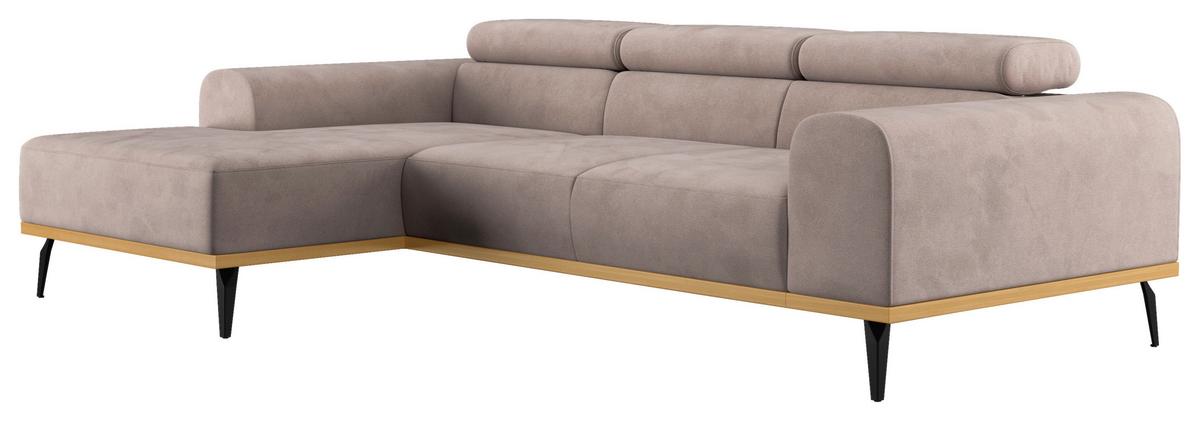 Ecksofa Sandfarben Mit Sitzvorzug S: 157x244 Cm - Sandfarben/Schwarz, KONVENTIONELL, Textil (157/244cm) - Cotta