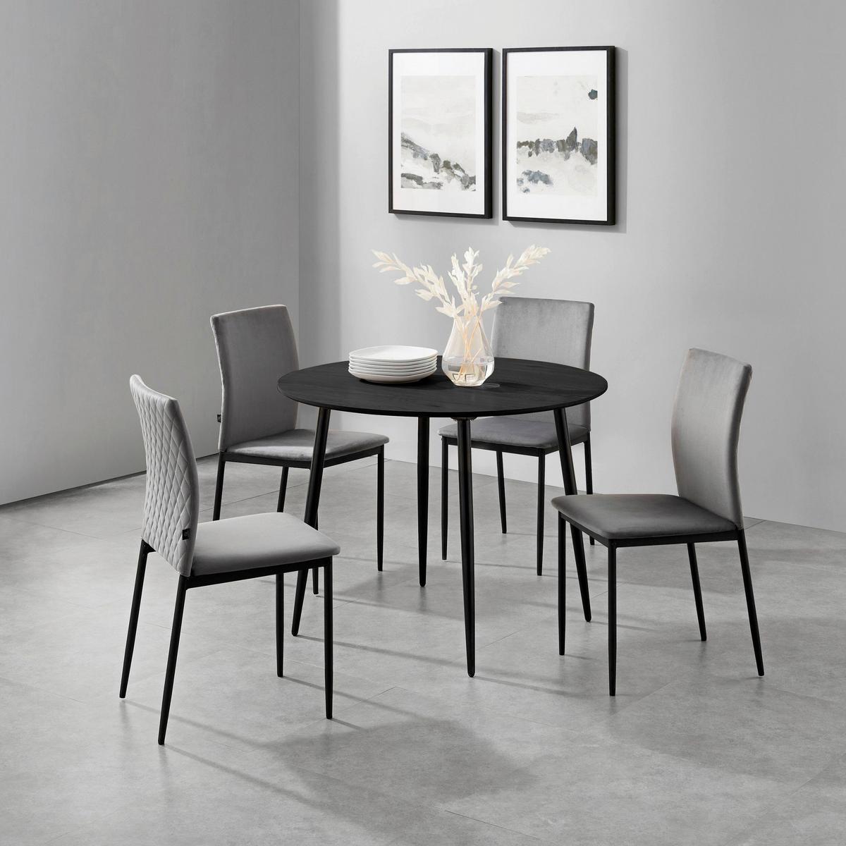 Stuhl-Set Pavia Anthrazit B: 44cm 4--Teilig - Anthrazit/Schwarz, Design, Textil/Metall (44/88/51cm) - MID.YOU