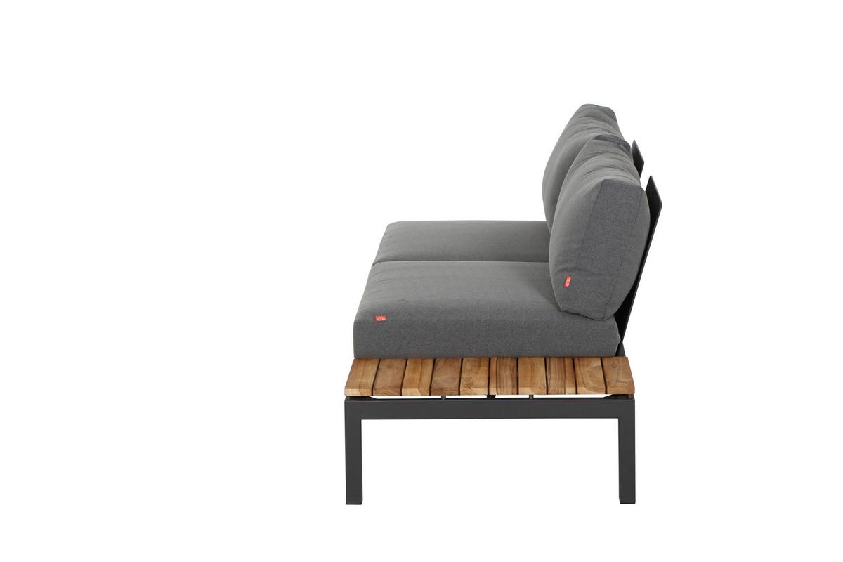 Loungegarnitur 4-Tlg Teakholz/Metall mit Kissen - Anthrazit/Grau, KONVENTIONELL, Holz/Textil (252/84/252cm) - Siena Garden