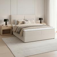 Boxspringová posteľ IMOLA 140x200, krémová - čierna/krémová, Modern, drevo/textil (140/200cm) - Bessagi Home