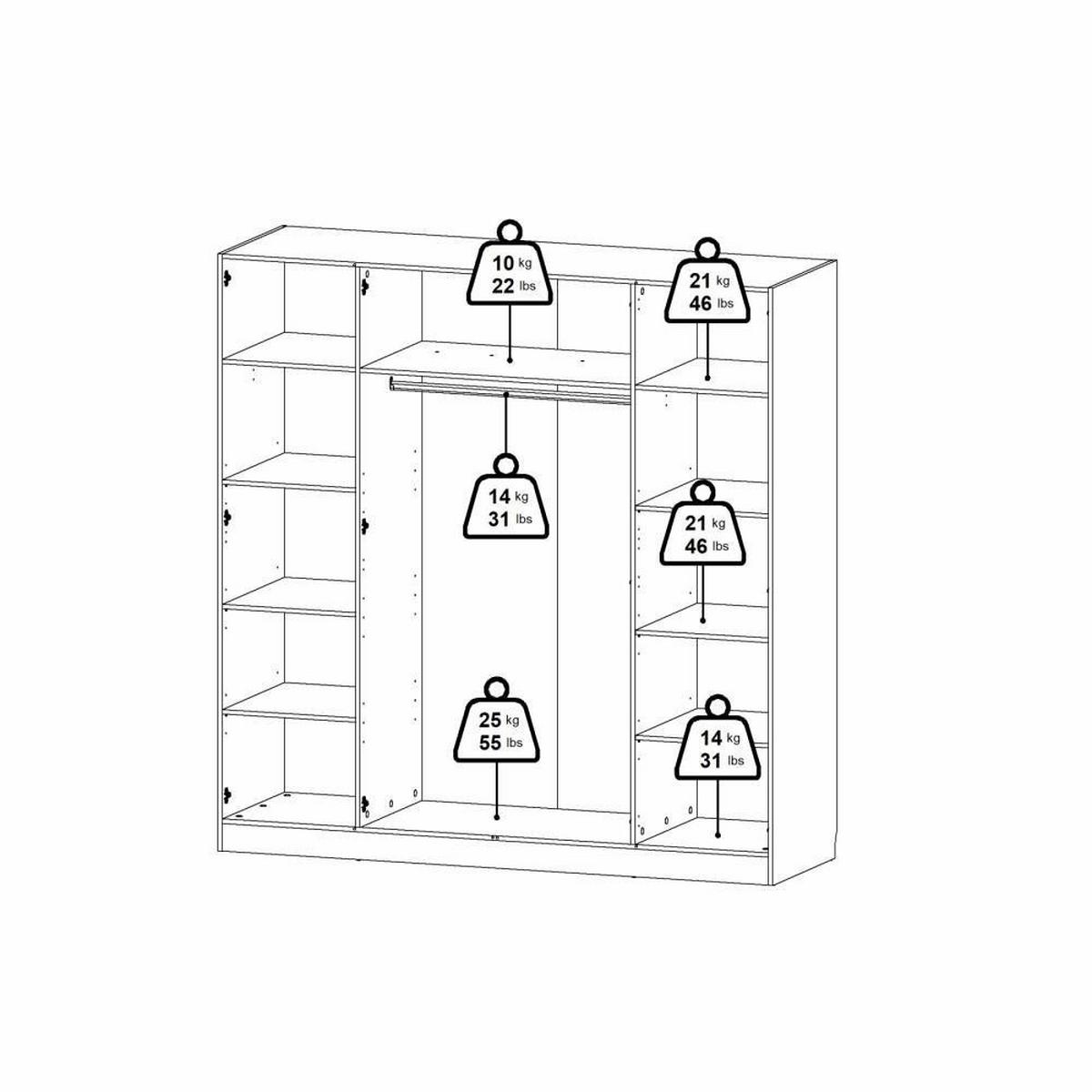 Ruhásszekrény Billund 195/200cm - Konventionell (195/200/62cm)