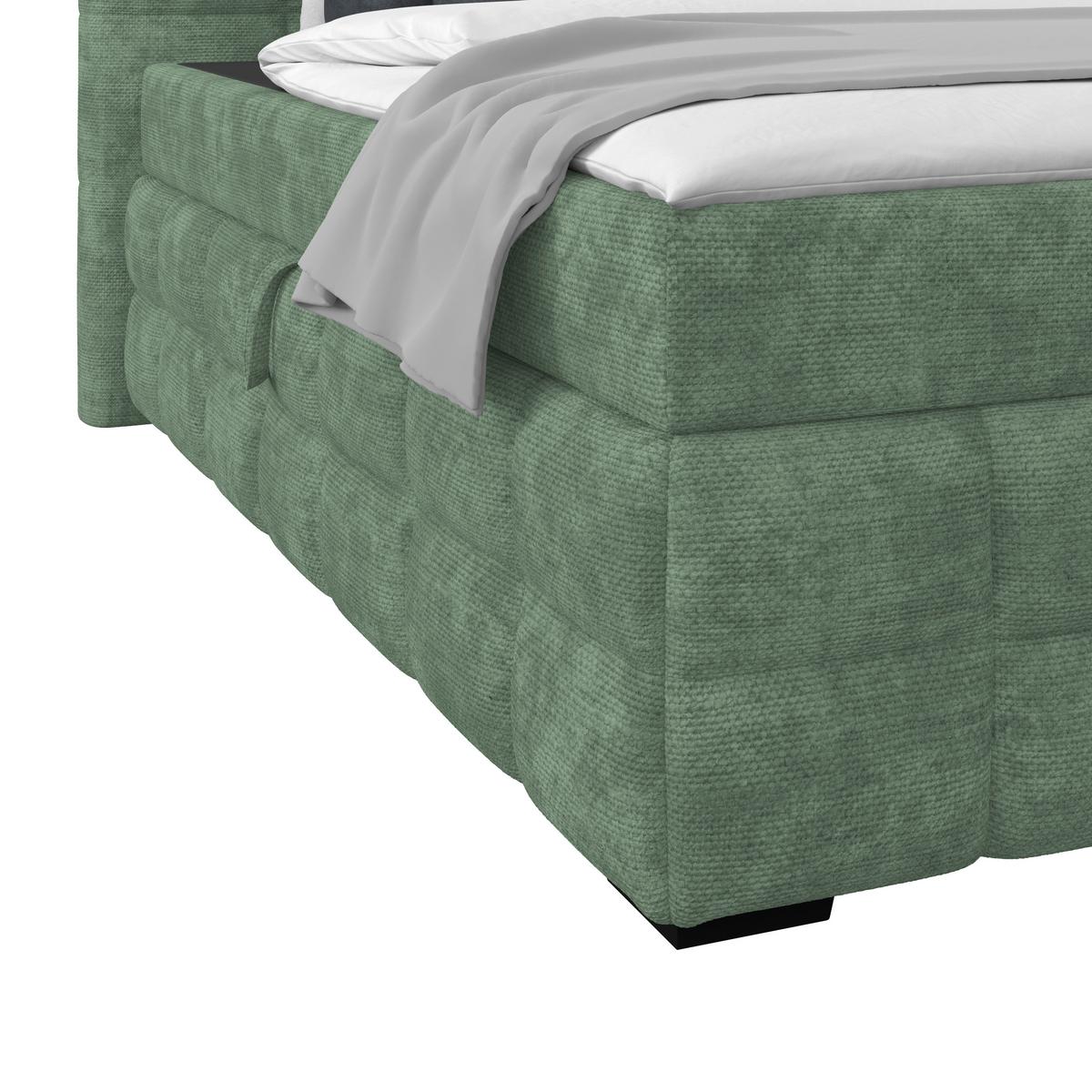 Čalúnená posteľ VEGA 160x200 cm, mätovozelená - čierna/zelená, Trend, drevo/textil (160/200cm)