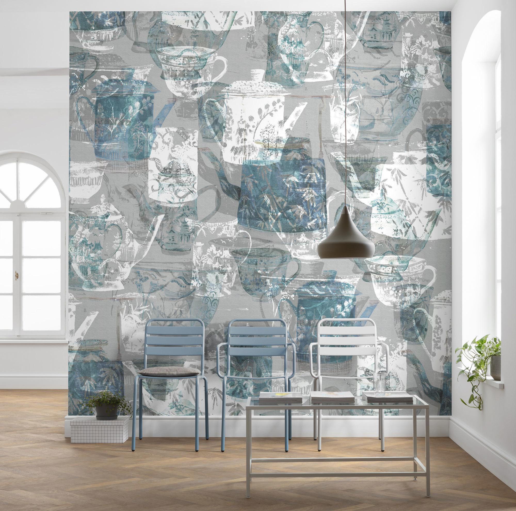 Fototapete R3-030 Tableware - Blau/Weiß, Trend (300/280cm)