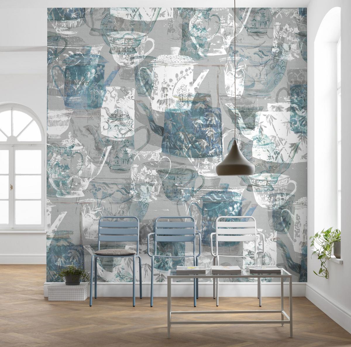 Fototapete R3-030 Tableware - Blau/Weiß, Trend (300/280cm)