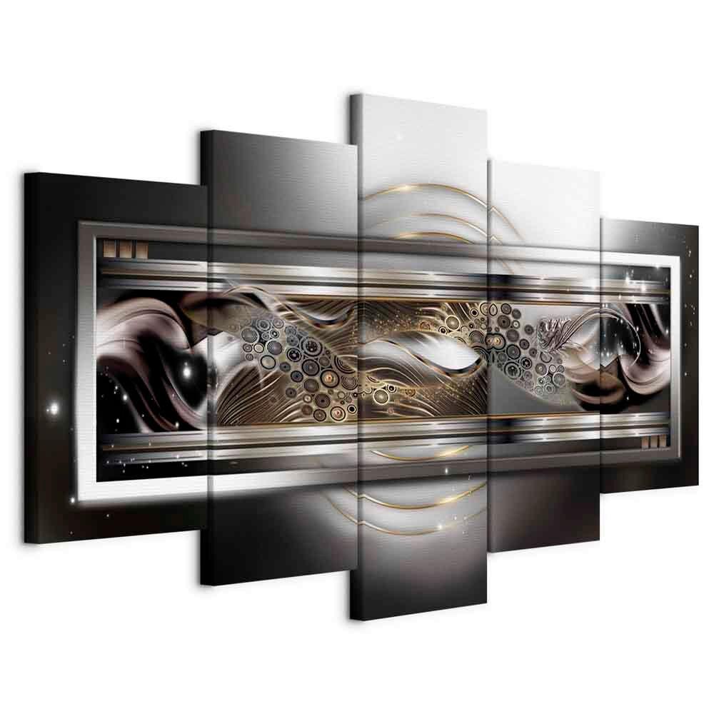 Leinwandbild Dance B: 100 cm Grau Schwarz Goldfarben
