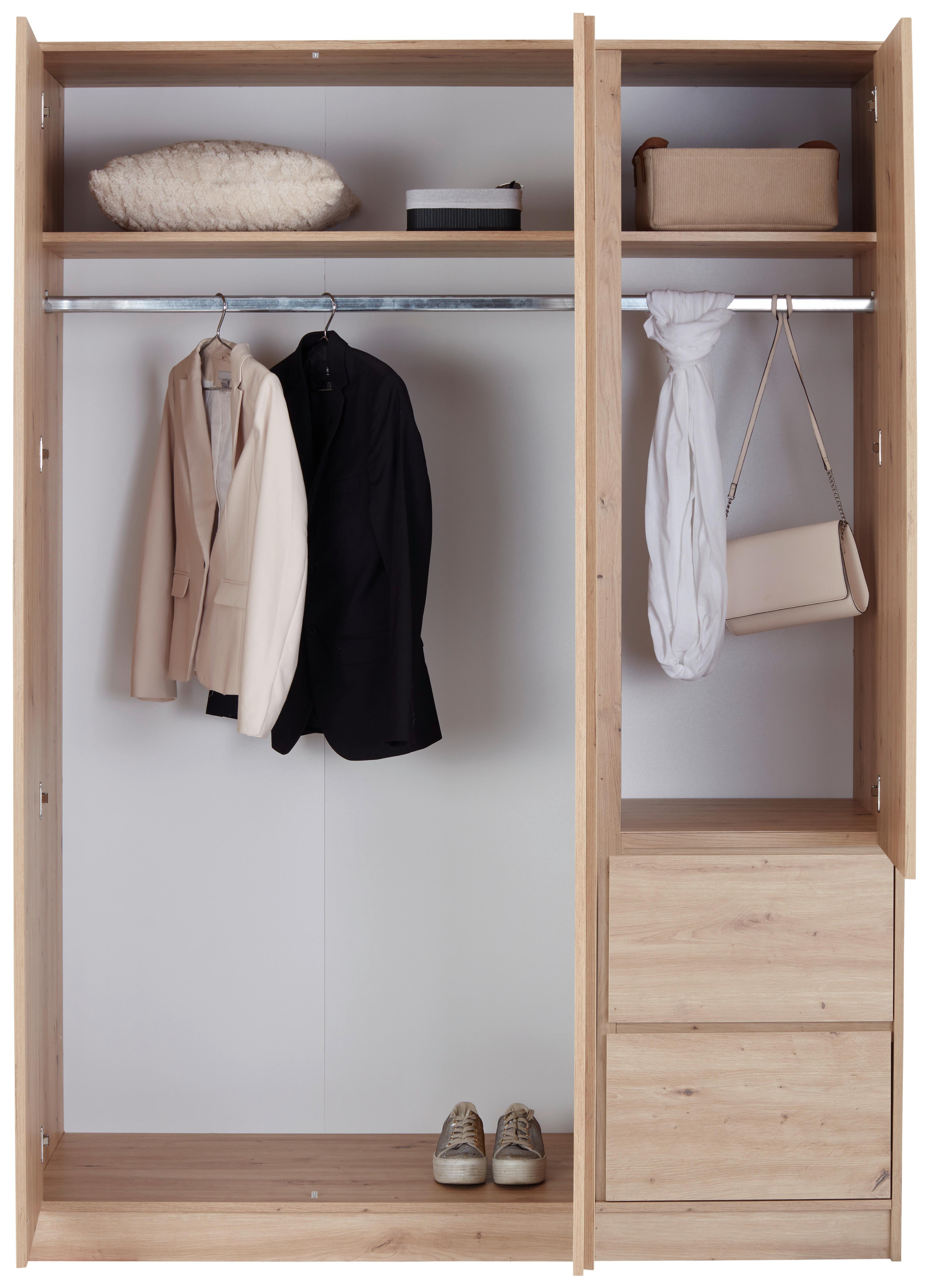 Kleiderschrank Basit - Eiche Artisan, KONVENTIONELL, Holzwerkstoff (146,8/205,5/56,6cm)