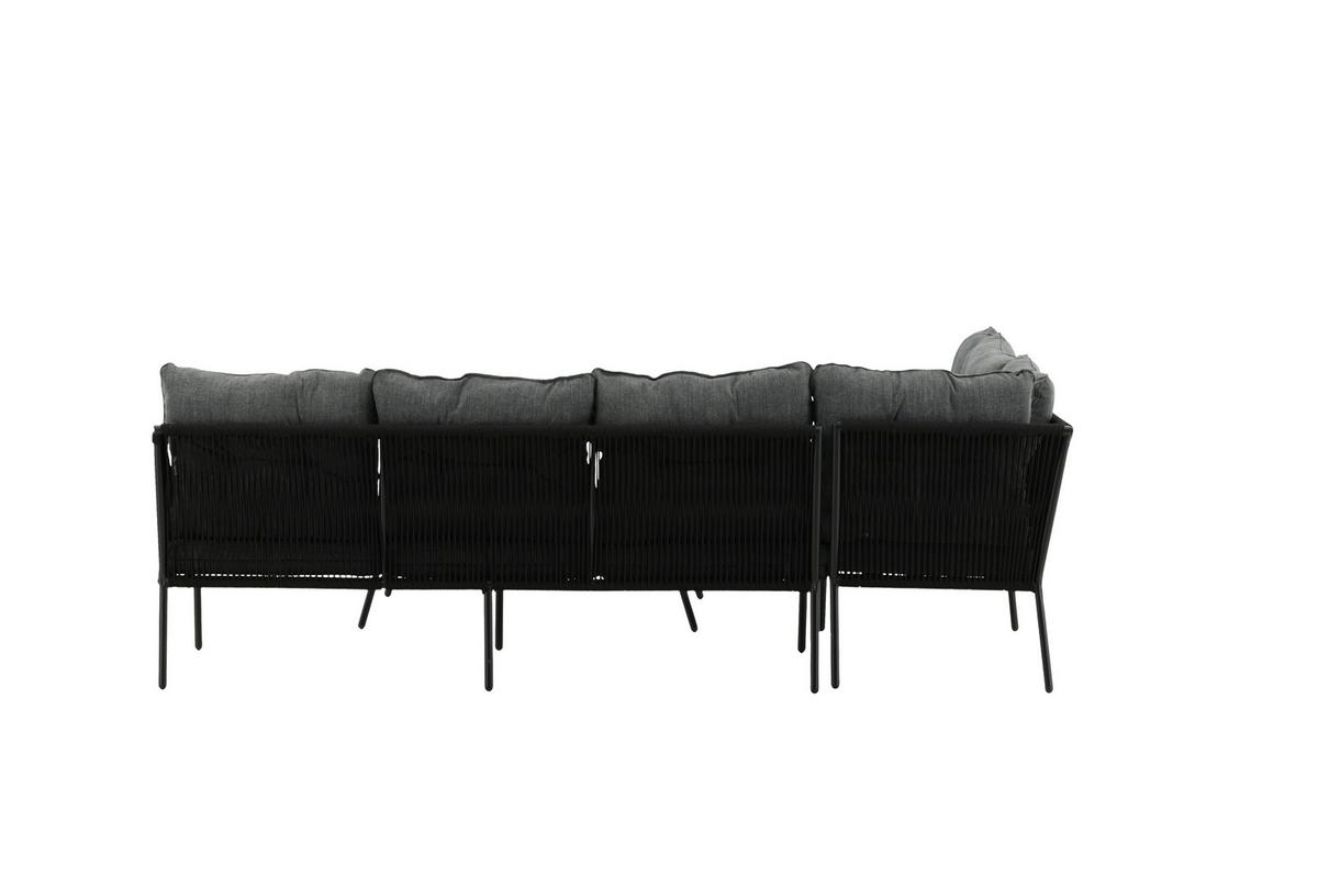 Loungegarnitur 2-tlg Berlin Metall/glas/dekor Mit Kissen - Schwarz, KONVENTIONELL, Metall (173/196cm) - Gardenson