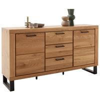 Sideboard Kambo Wildeiche 2 Türen 3 Laden - Wildeiche/Schwarz, ROMANTIK / LANDHAUS, Holz/Holzwerkstoff (158,5/83/40cm)